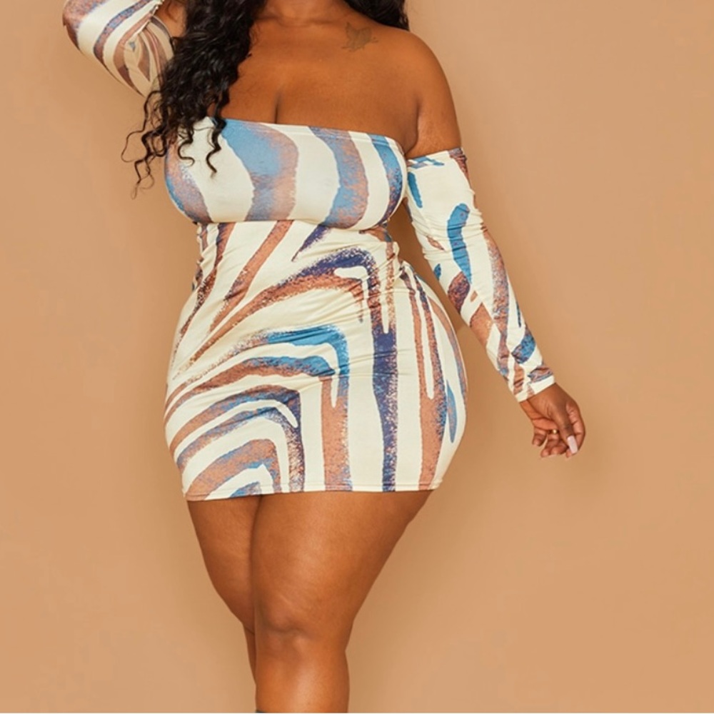 Zebra print plus size mini dress